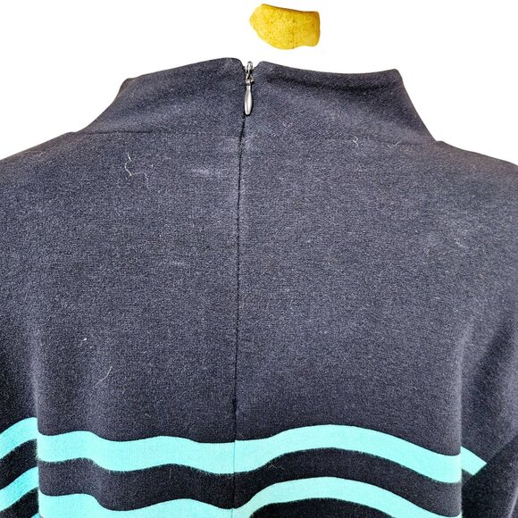 Talbots Womens Petite Striped Pullover Top 3XP Black & Aqua Cotton Blend - Picture 9 of 10